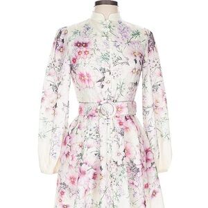 Floral Print Dress with Pink and White Accents